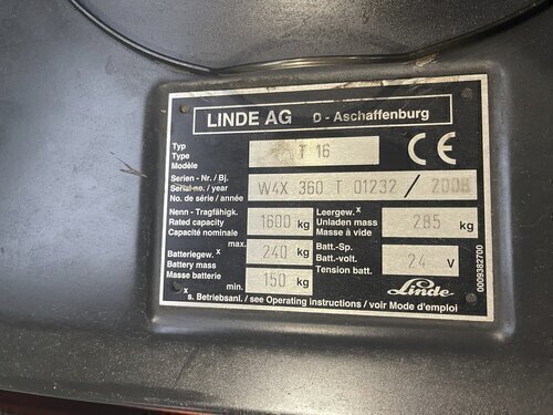 Offer 366294, a LINDE T 16 from 2000