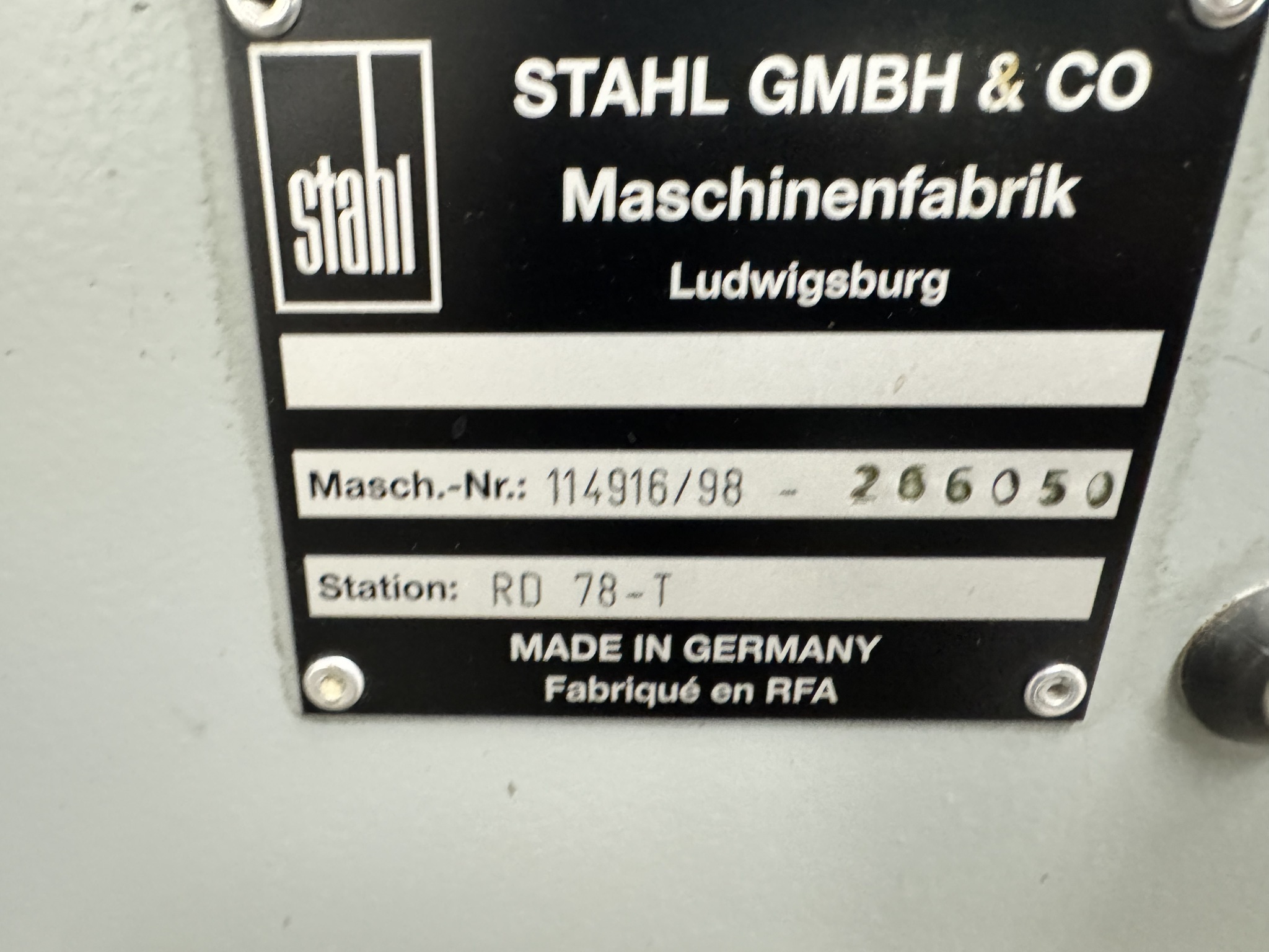 Offer 385001, a STAHL TD 78-6 from 1998
